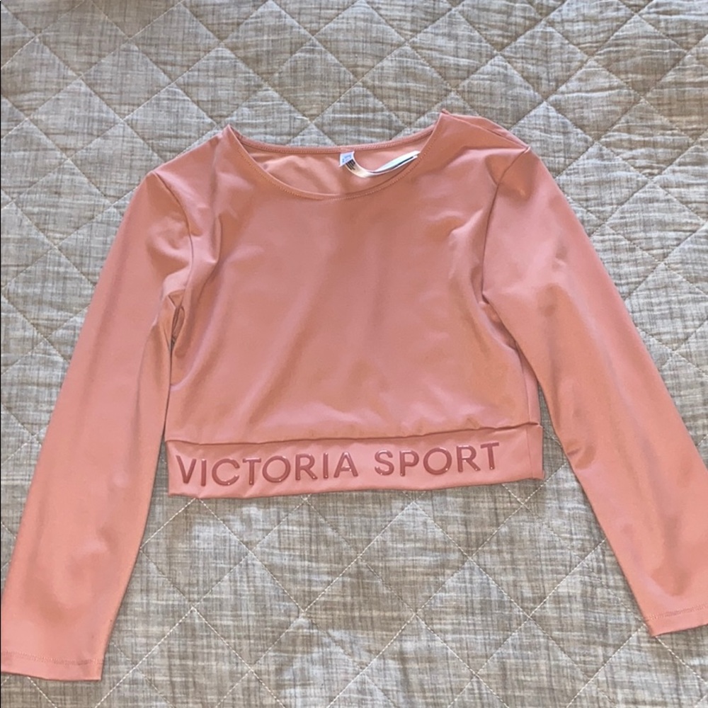 Pink Victoria sport cropped athletic shirt